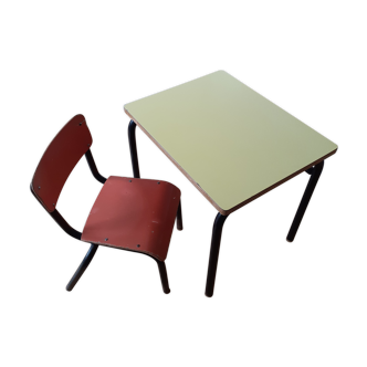 Small vintage school table and its little chair