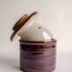 Brown glazed stoneware butter dish