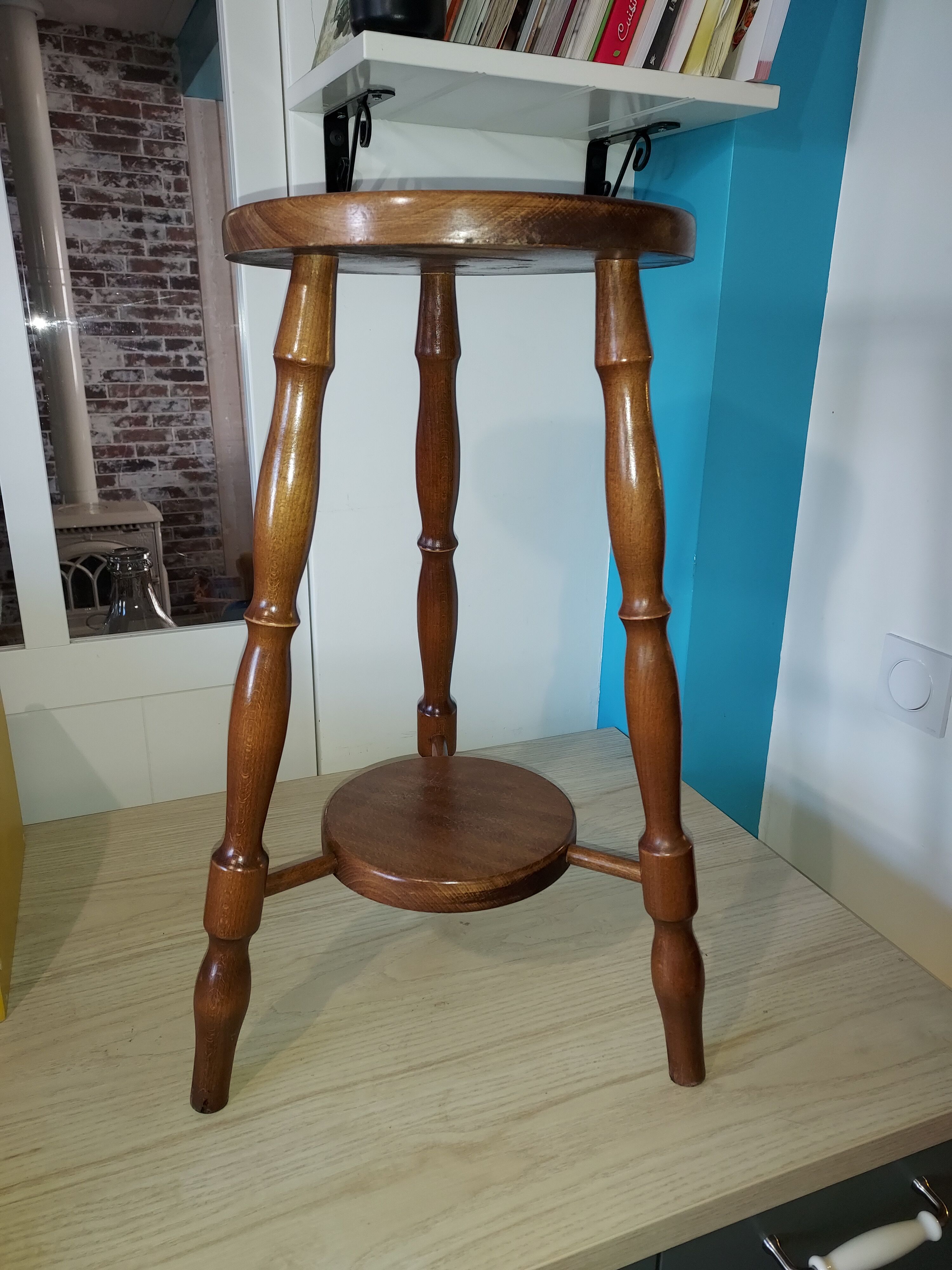 Stool wooden feet turned arts and crafts