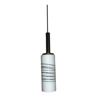 Italian overlay milk glass pendant light, 1960s