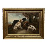 Painting "Hunting Dogs" Henri Schouten (1857-1927)