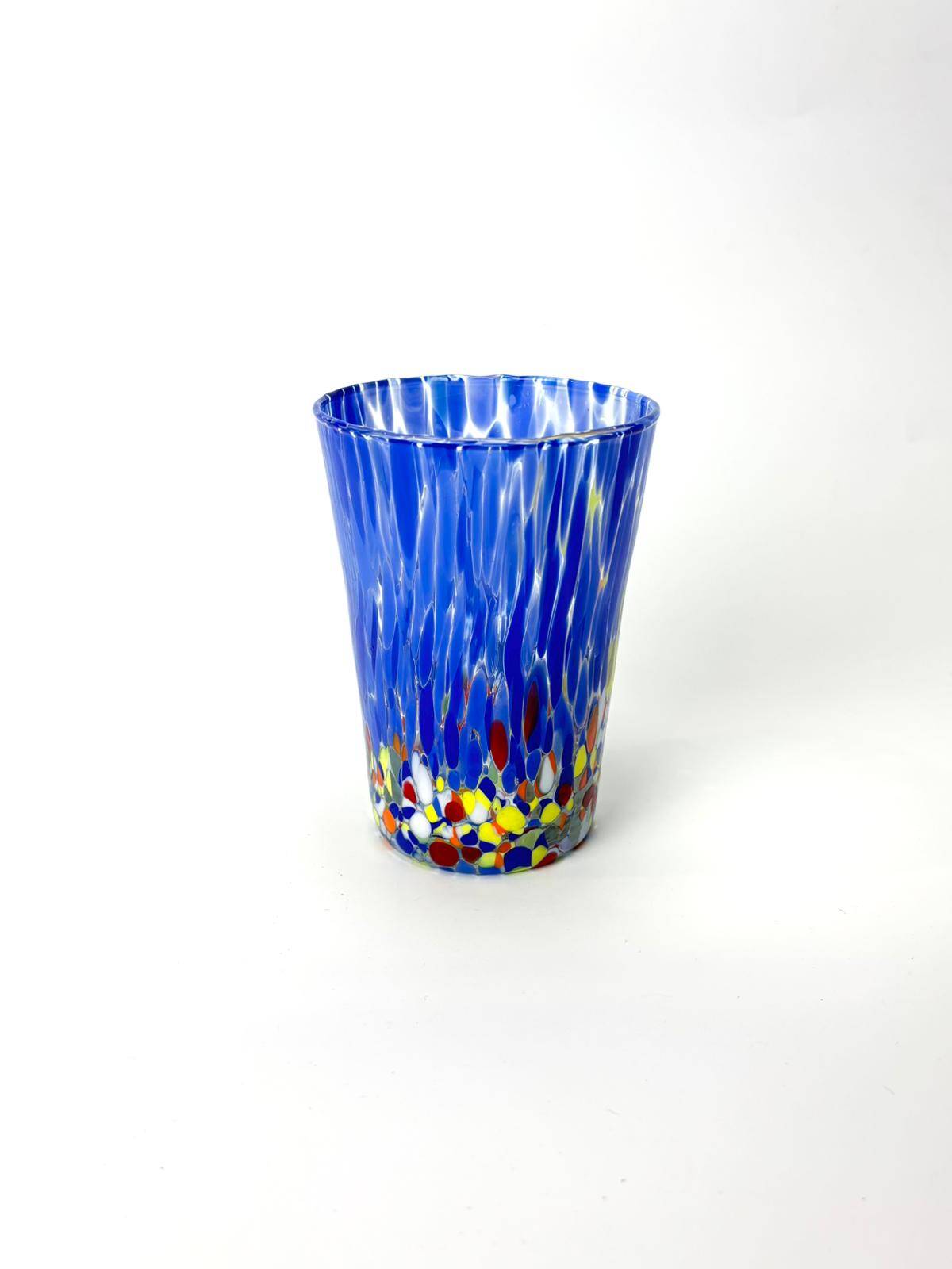 Set of 6 blown glass Venetian glasses with Murano murrine.