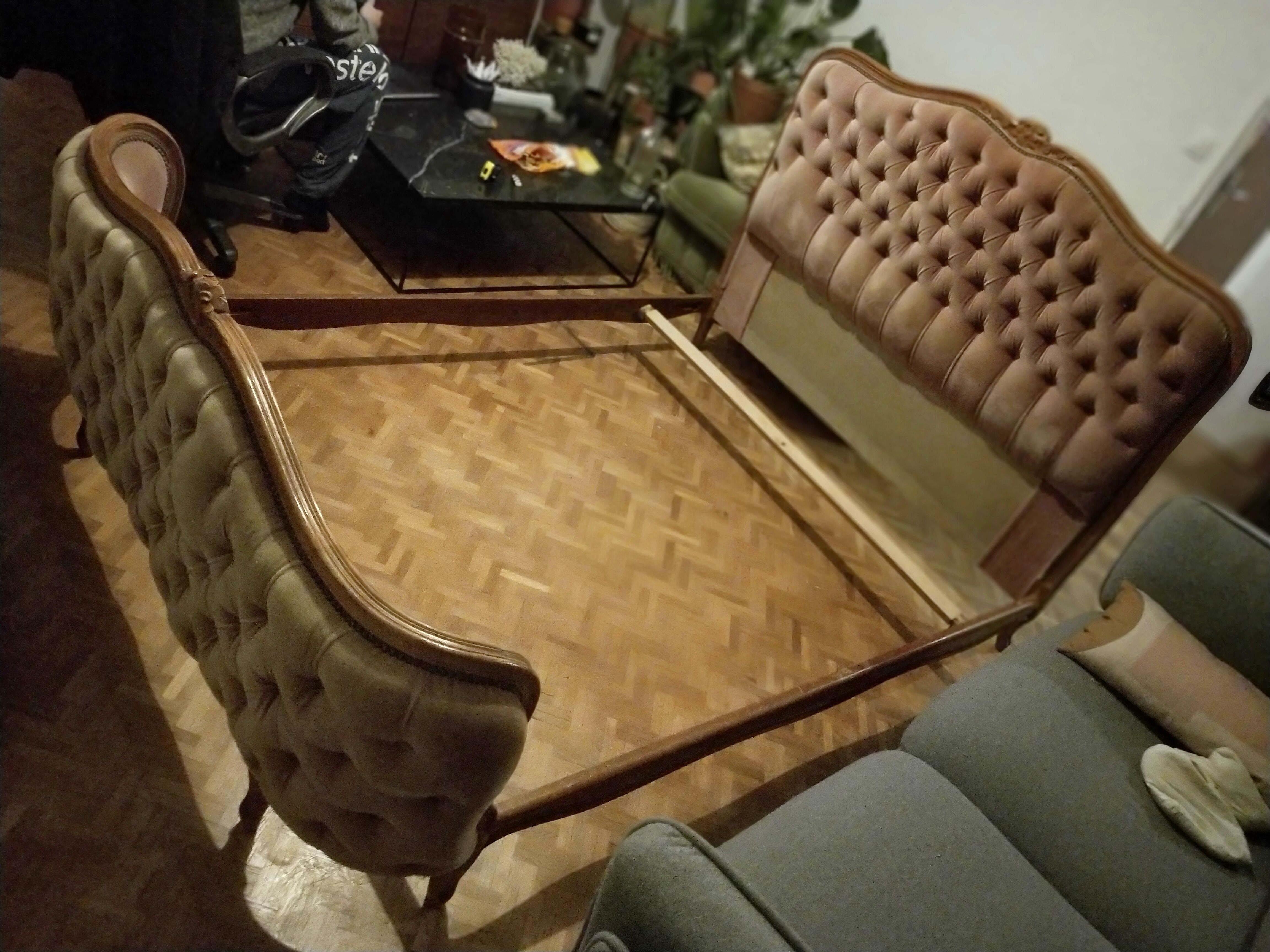 Pink velvet padded basket bed