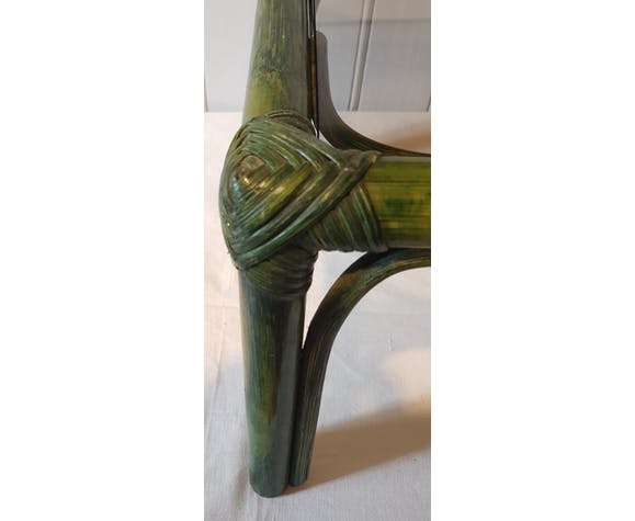 Green rattan coffee table