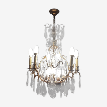 Lustre bronze pampilles cristal