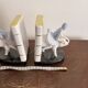 Old Pair of Bookends Porcelain White Girl Woman Equestrian Pig Art