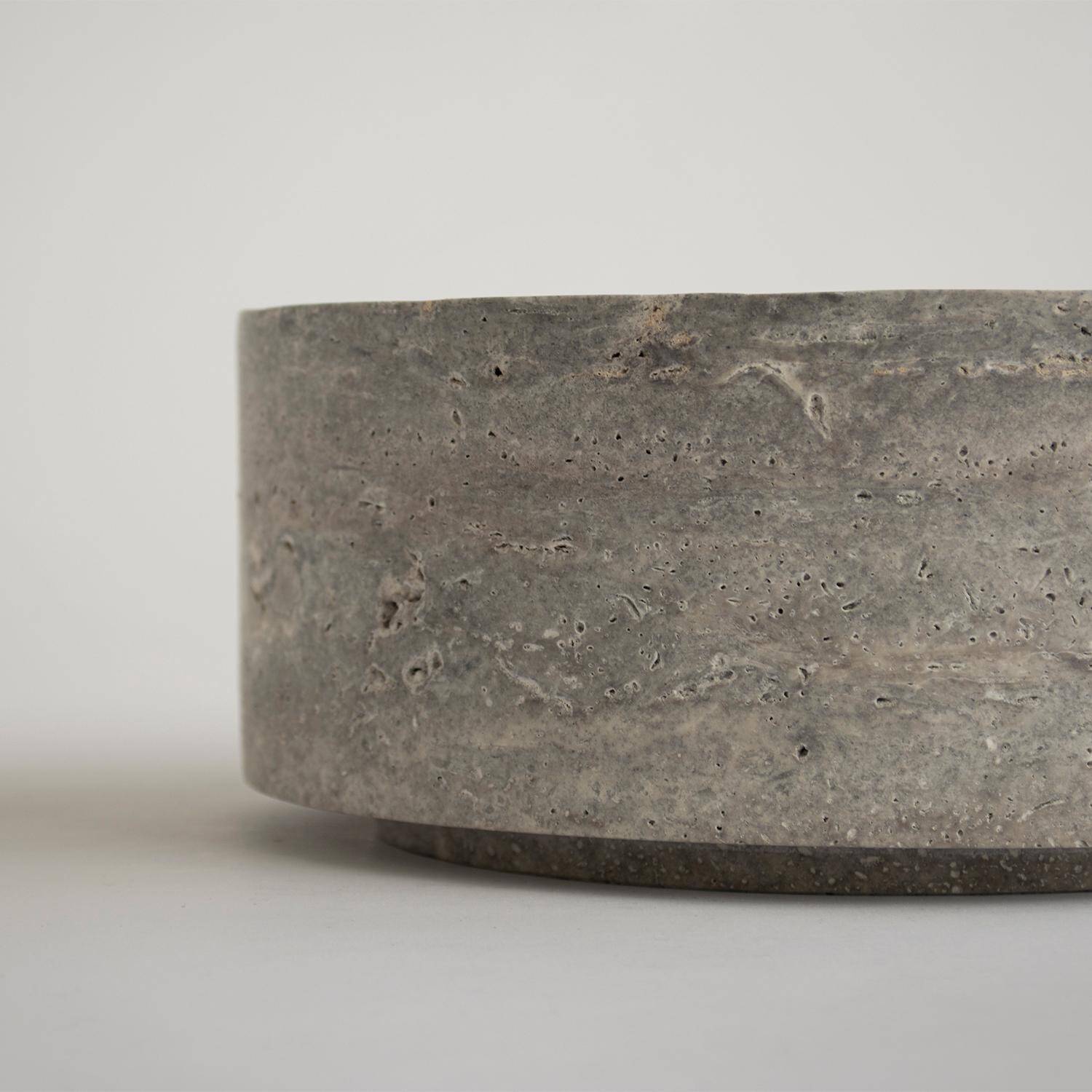 Silver travertine cylinder bowl