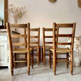 Wood and straw chairs