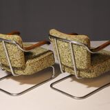 Paire de fauteuils cantilever en acier tubulaire pour Kovona, Tchécoslovaquie, années 1950