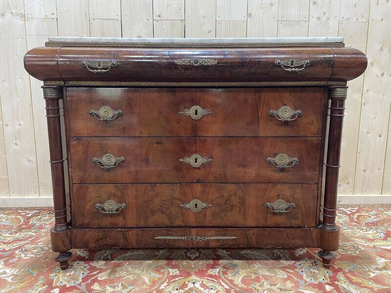 Commode époque Empire acajou marbre carrare