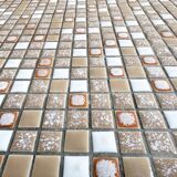 Vintage square side table with a mosaic ceramic top and hairpin legs