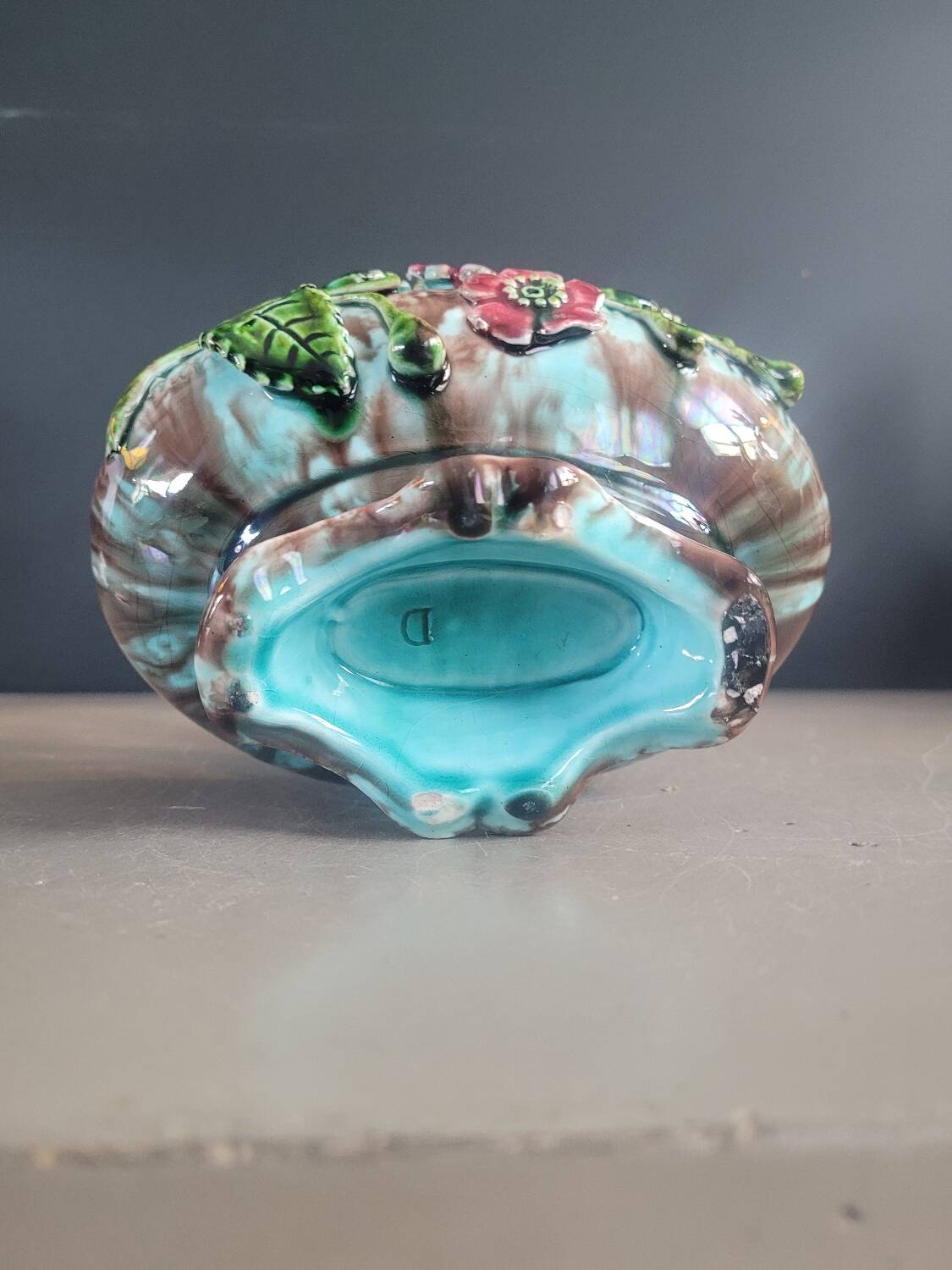 Antique slip basket pot