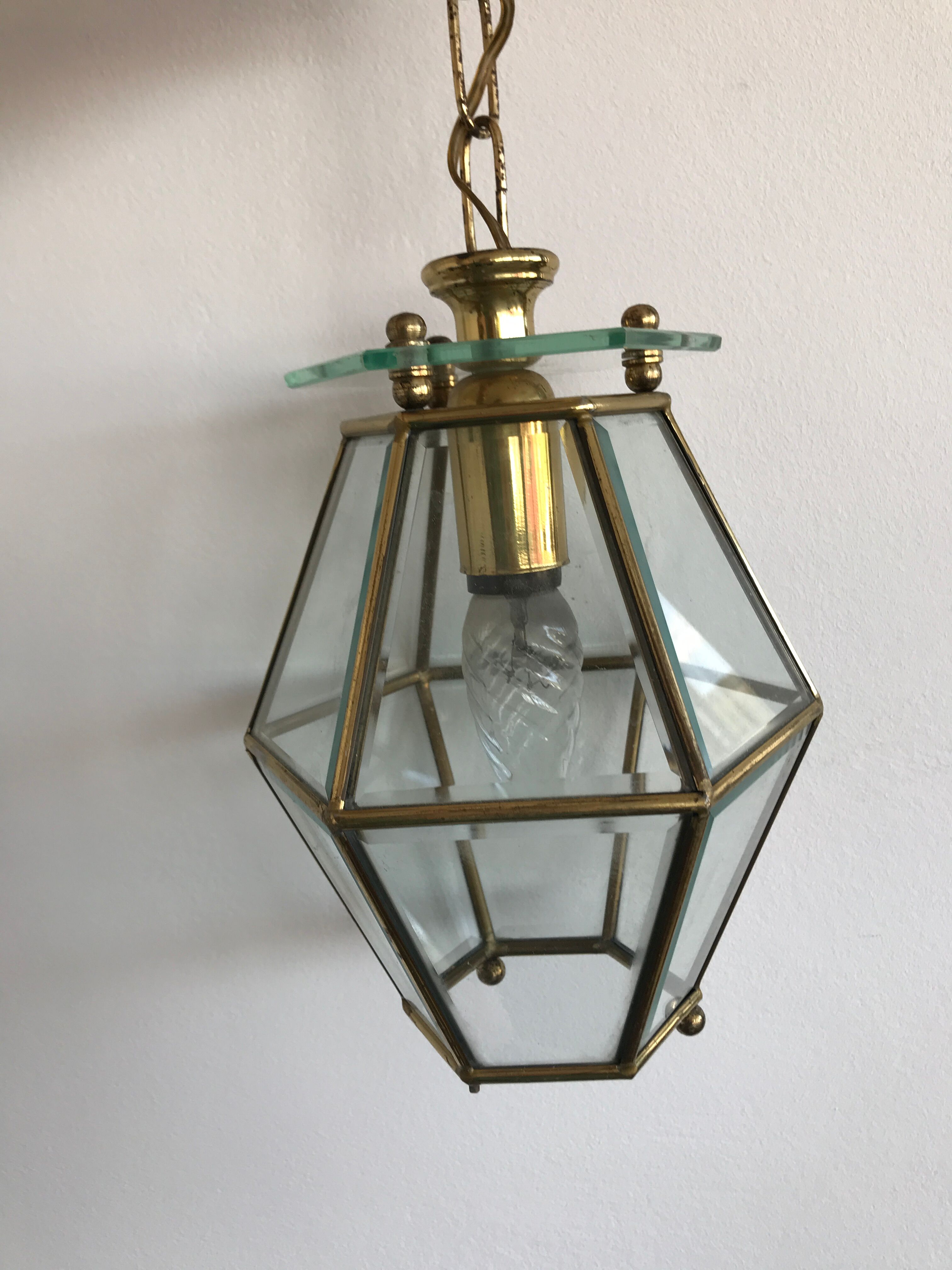 Lantern in glass and brass