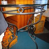 Glass and wrought iron console table