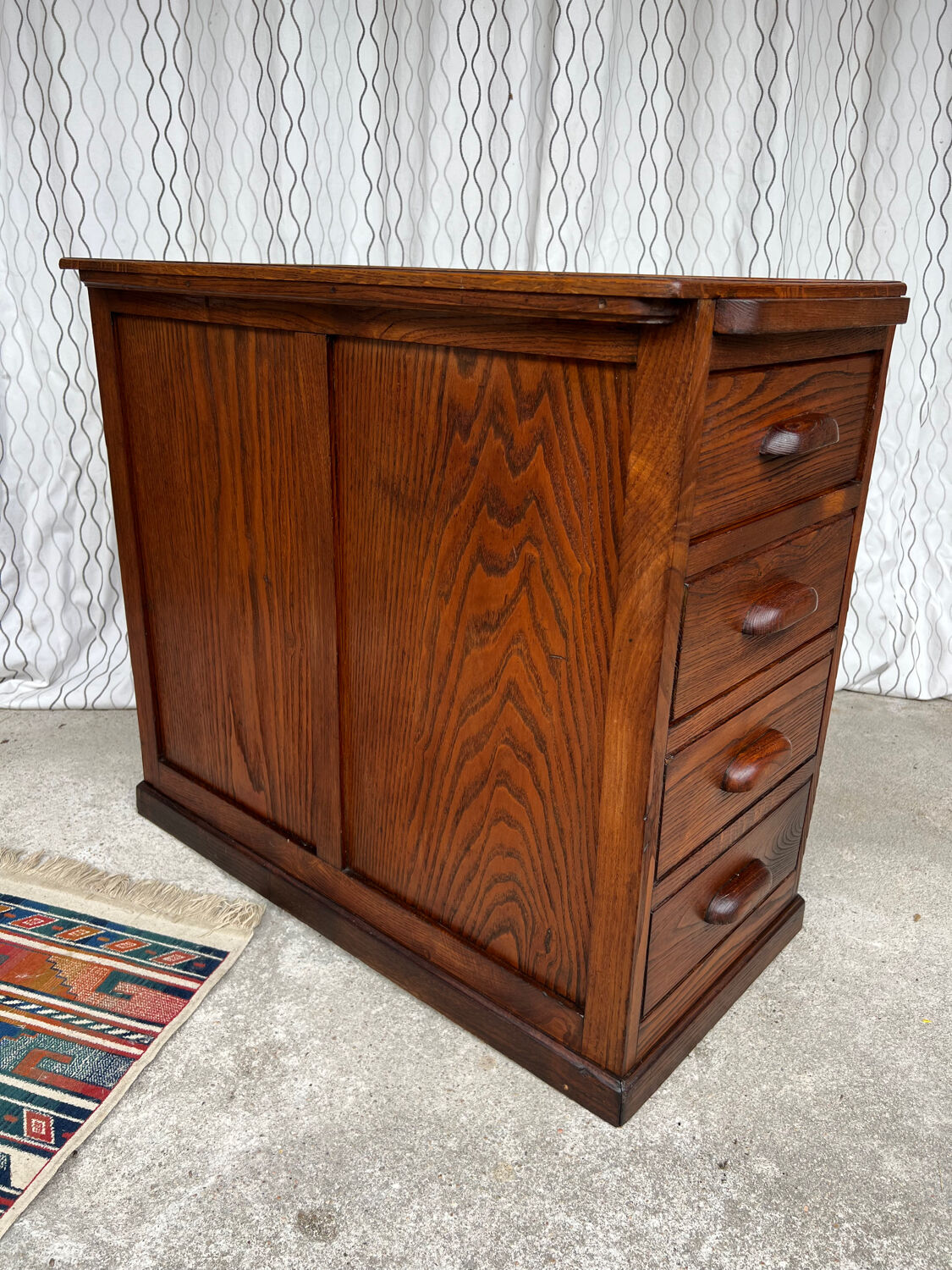 Ancien caisson de bureau en chêne, double face