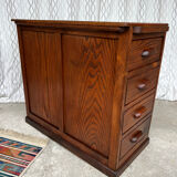 Ancien caisson de bureau en chêne, double face