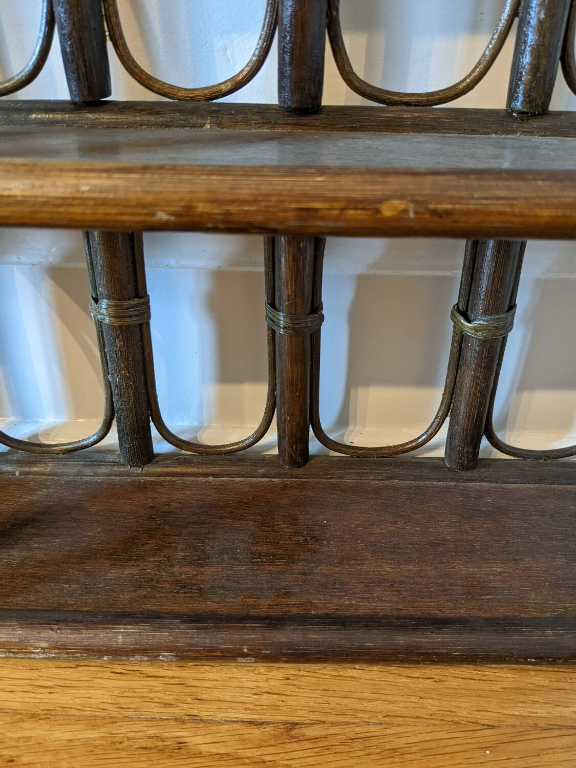 Pair of rattan shelves