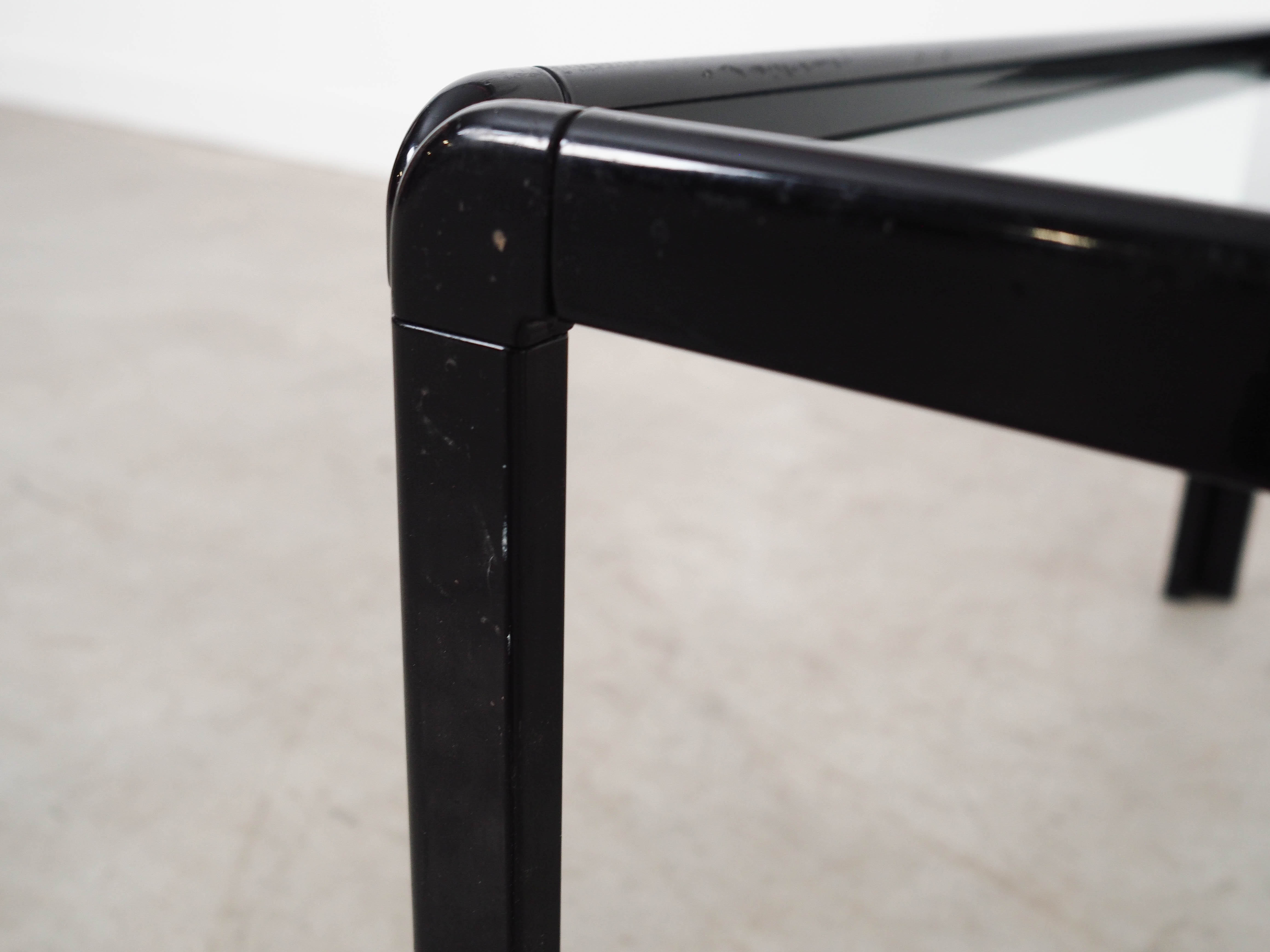 Square glass coffee table, Italian design, 1970s, made in Italy