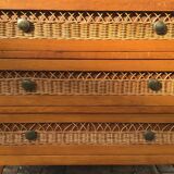 Vintage chest of drawers 60s Wood & Rattan