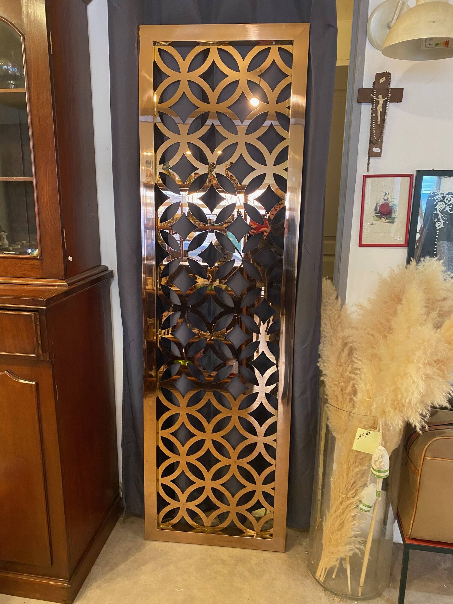 Vintage copper screen panel, sculpted, 1970s/80s, metallic color