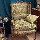 Pair of 19th century oak fireside chairs – restored with Métaphores velvet