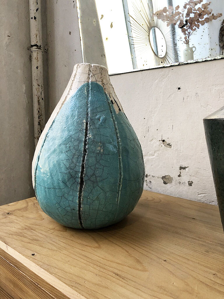 Artisan cracked earth vase