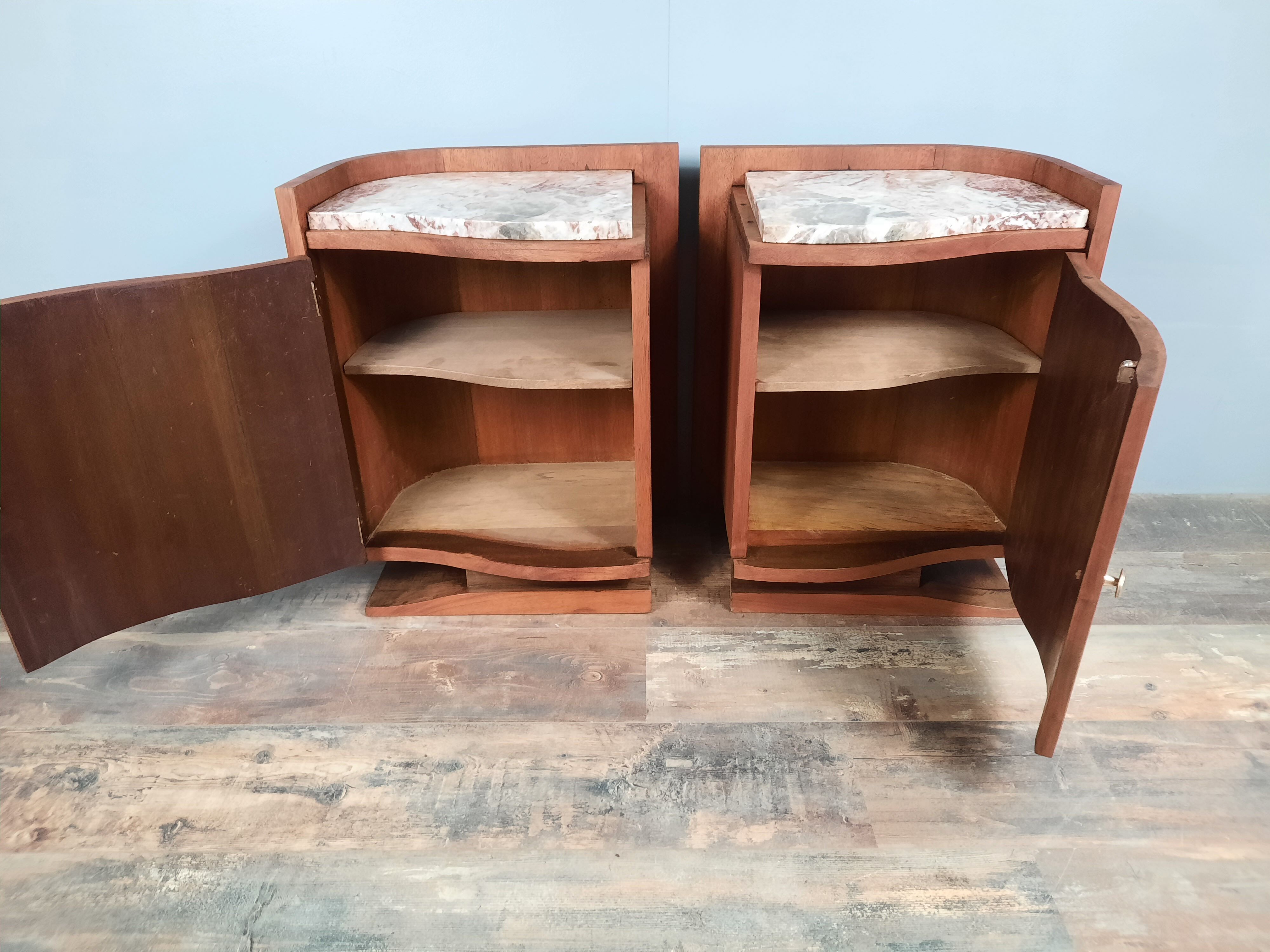 Pair of Art Deco mahogany bedsides