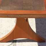 Adjustable dining room table adjustable in teck and copper, denmark, 1950