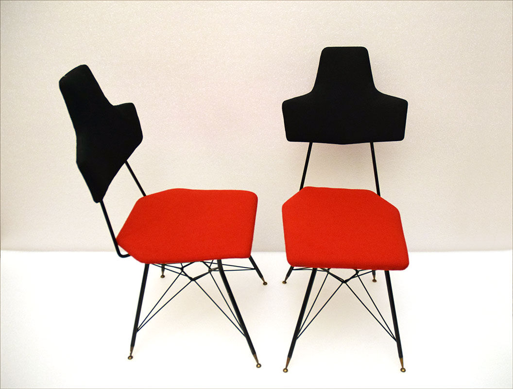 Italian Black & Red Dining Chairs, Set of 4