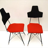 Italian Black & Red Dining Chairs, Set of 4