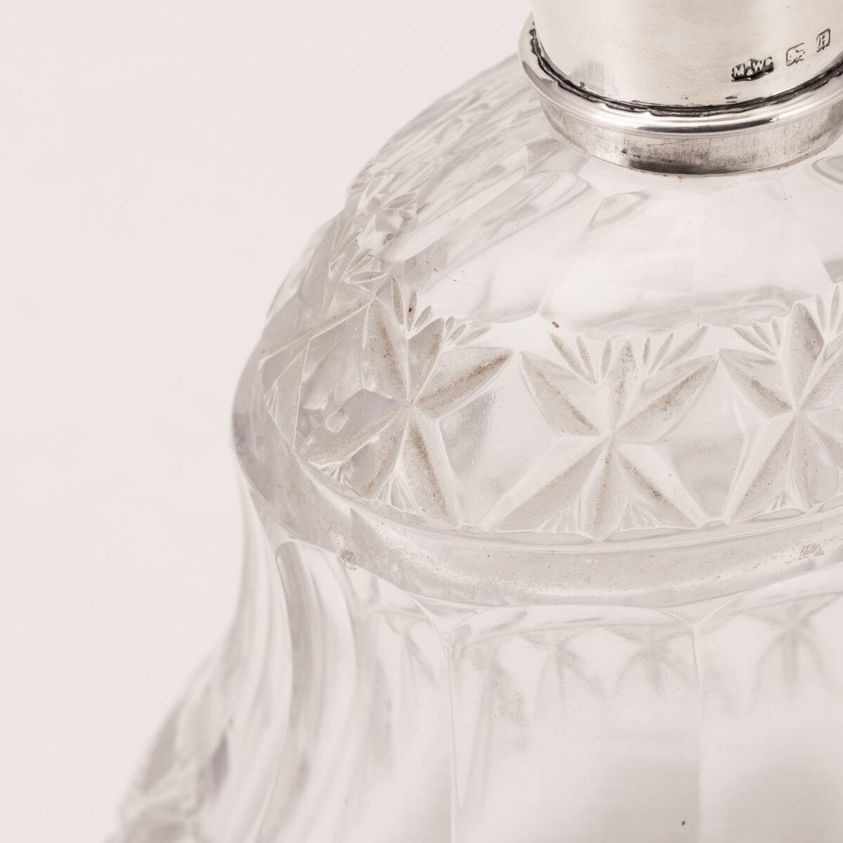 Antique 19thC Regency Solid Silver & Cut Glass Scent Bottle, London c.1812