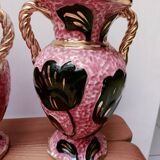 Pair of Vallauris vases with twisted handles