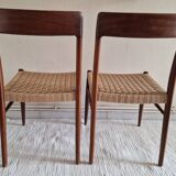 Pair of Danish chairs in teak and rope