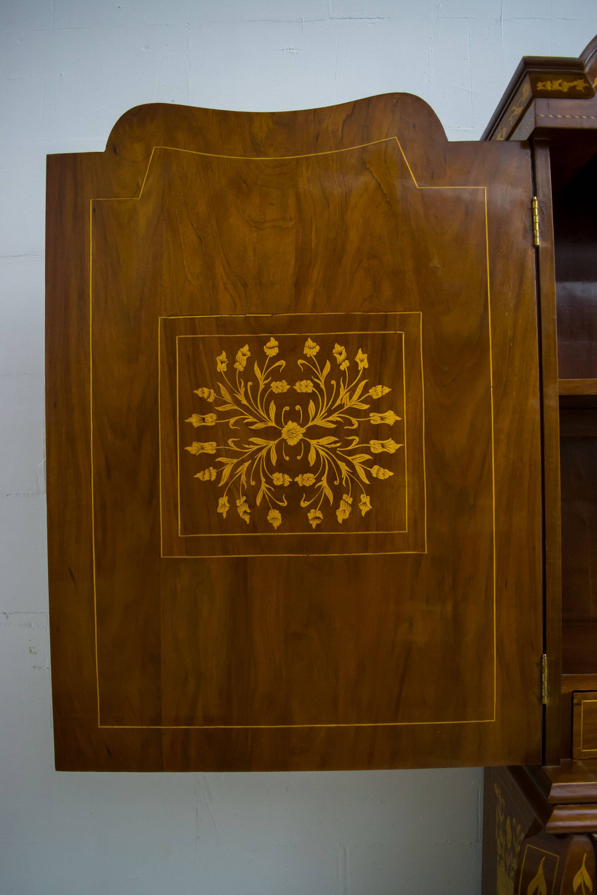 20th Century Dutch Trumeau Walnut with Maple Wood Inlays, Netherlands, 1950