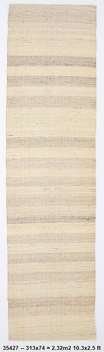 Tapis kilim de couloir en jute beige et marron