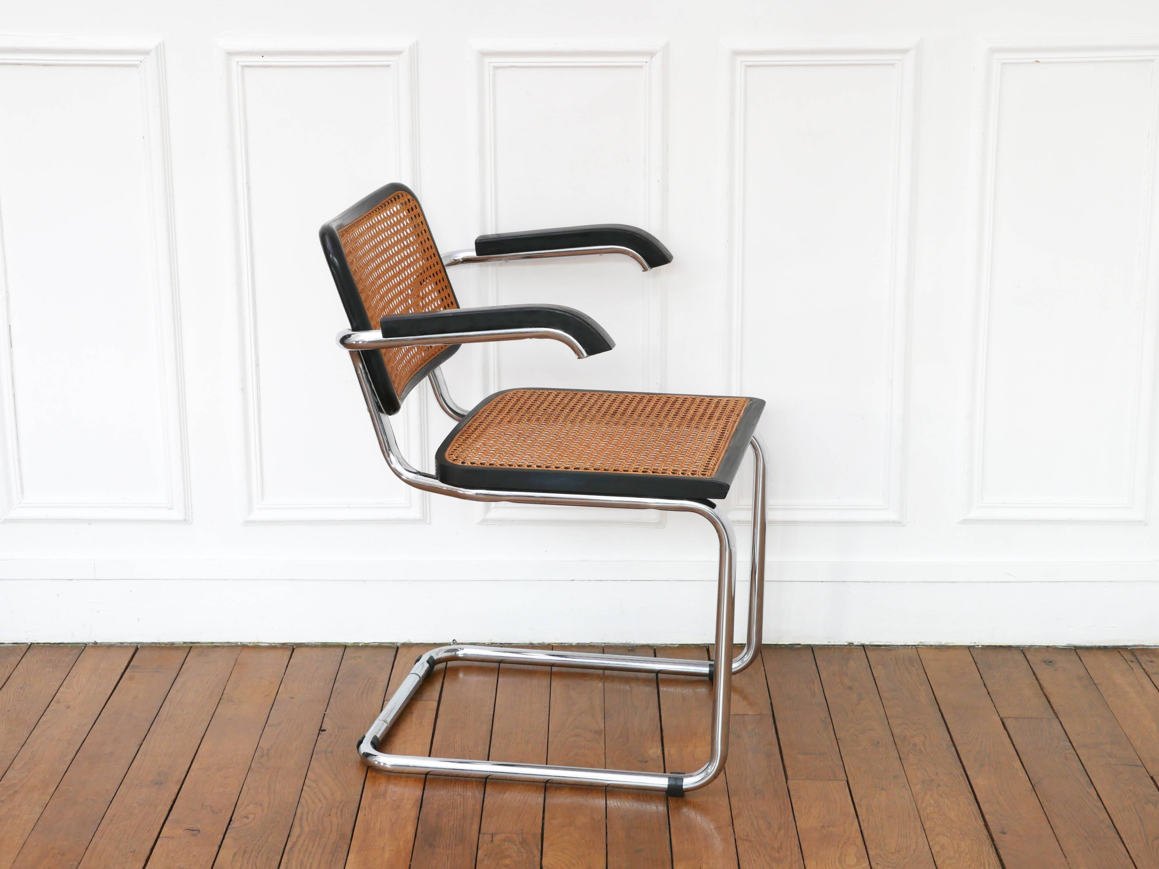 Fauteuil Cesca B64 Breuer Made in Italy - Cannage de l'assise refait