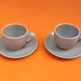 2 coffee / tea / chocolate cups / saucers glazed ceramic