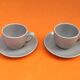 2 coffee / tea / chocolate cups / saucers glazed ceramic