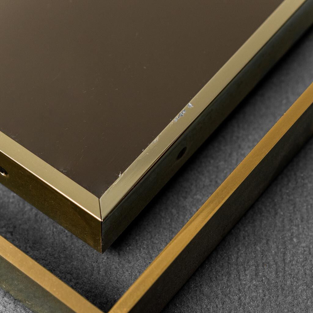 Wall mirror smoked glass brass metal vintage modern