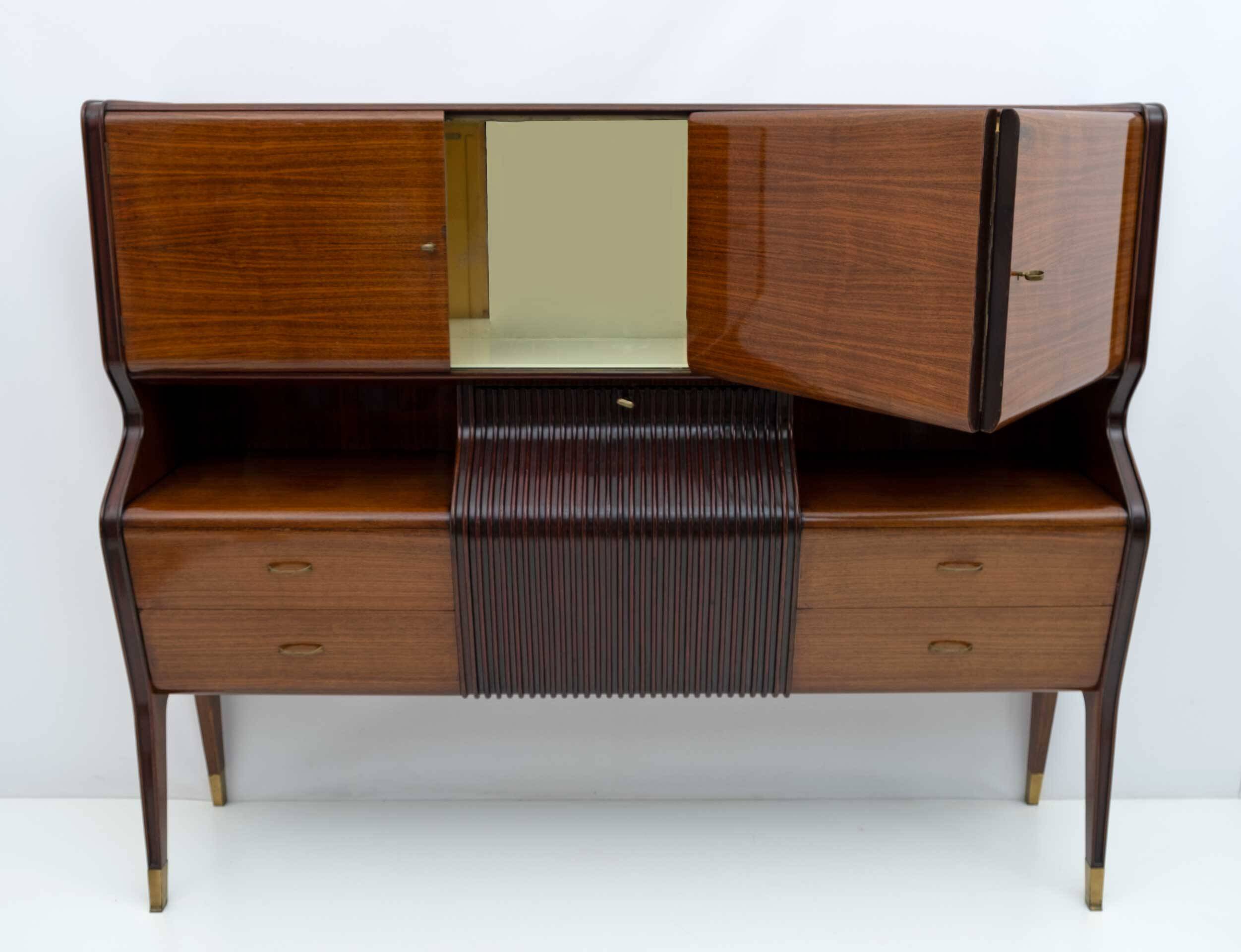 Osvaldo Borsani Mid-Century Modern Italian Sideboard with Bar Cabinet, 1950