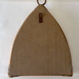 VINTAGE RATTAN MIRROR TRIANGULAR SHAPE  52 X 31 cm