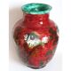 Vase décor de poissons émail rouge