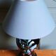 Japanese-style lamp in black ceramic & wood with organic 80's decor