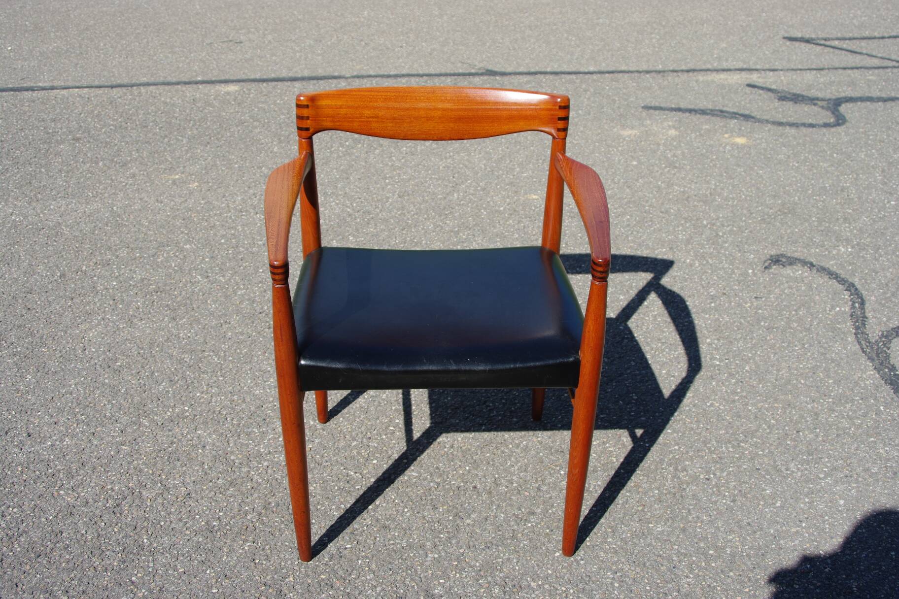 Vintage teak and leather office chair by henry walter klein for bramin denmark 1960s