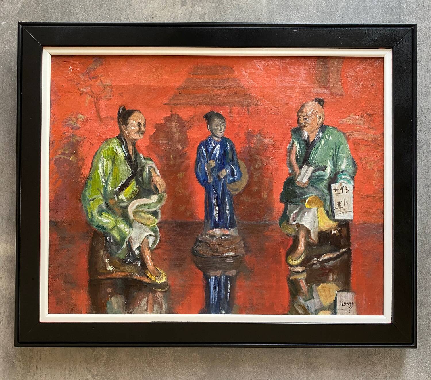 Oil on canvas Asian family