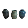 Lot de 3 vases bleus, potier