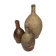 Set of three old enamelled terracotta bottles, 33 cm