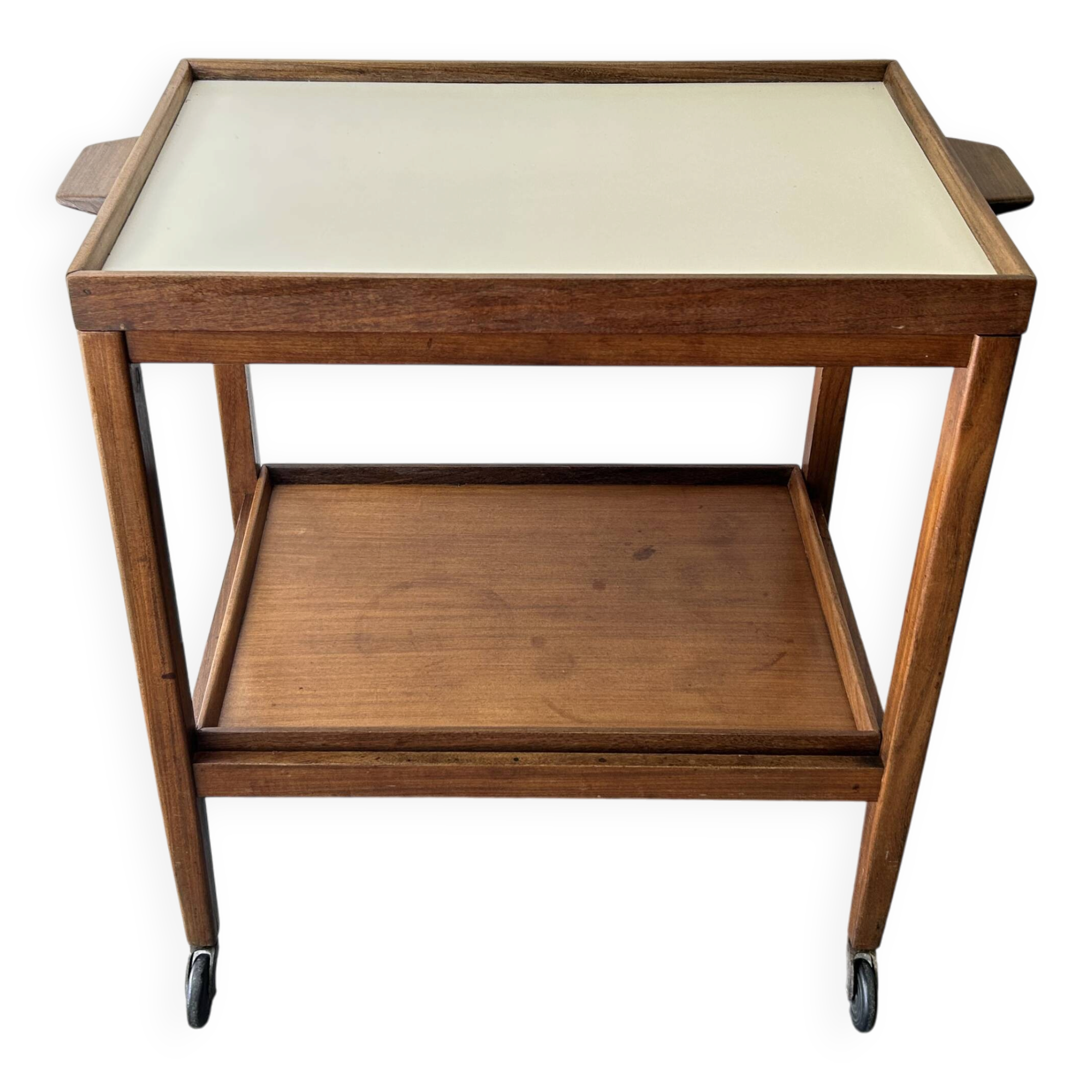 Mid Century Vintage Teak Drinks Trolley Bar Cart Removable Trays 1960s