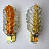 Pair of wall lamps Leaves, Bicolore, Murano, Italy, 1970