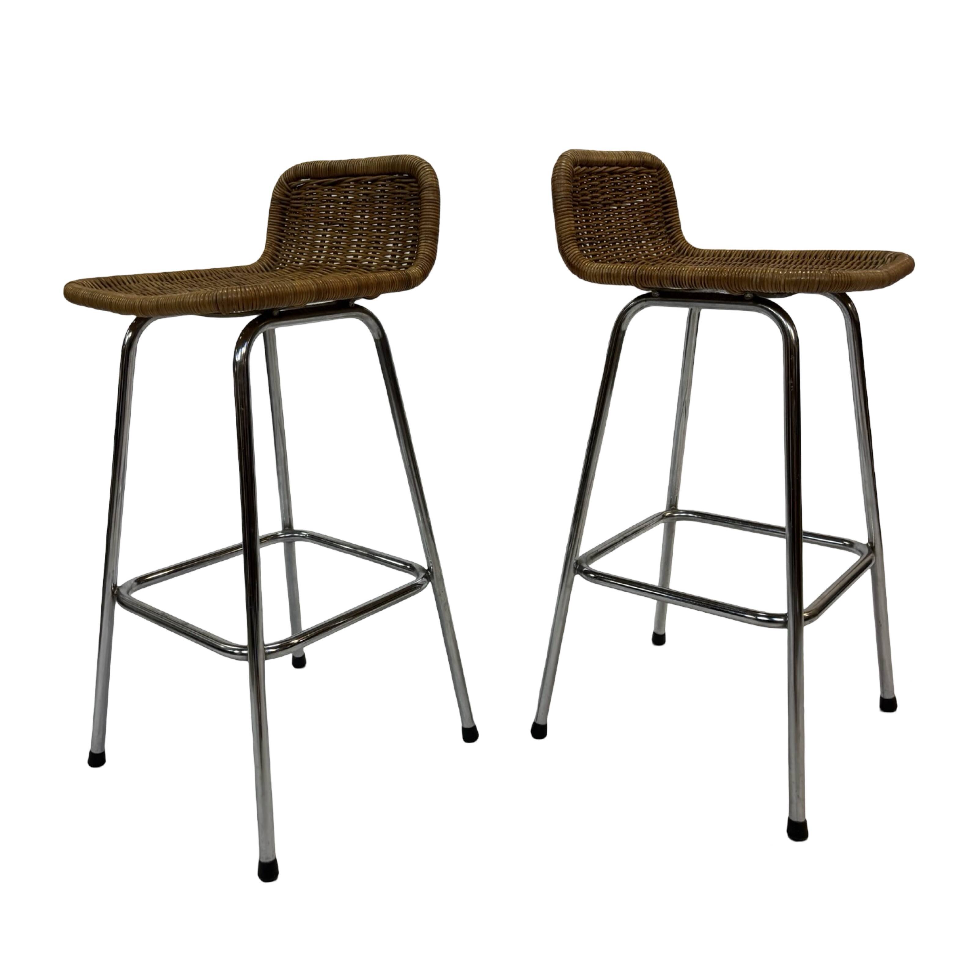 Set of 4 vintage bar stools Dirk van Sliedregt Rohe Noordwolde 1960's
